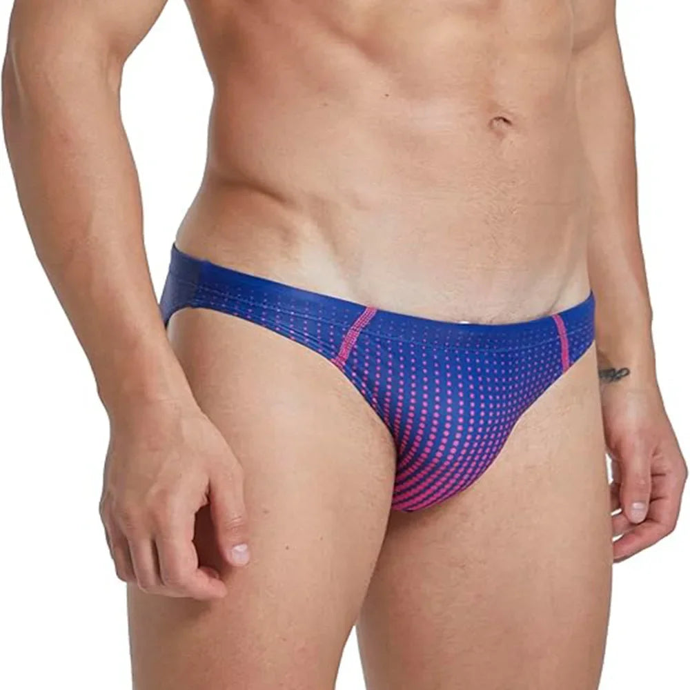 Men's Triangle Polka Dot Gradient Elastic Waist Fashion Sports Casual Beach Swimming Trunks Flat Angle