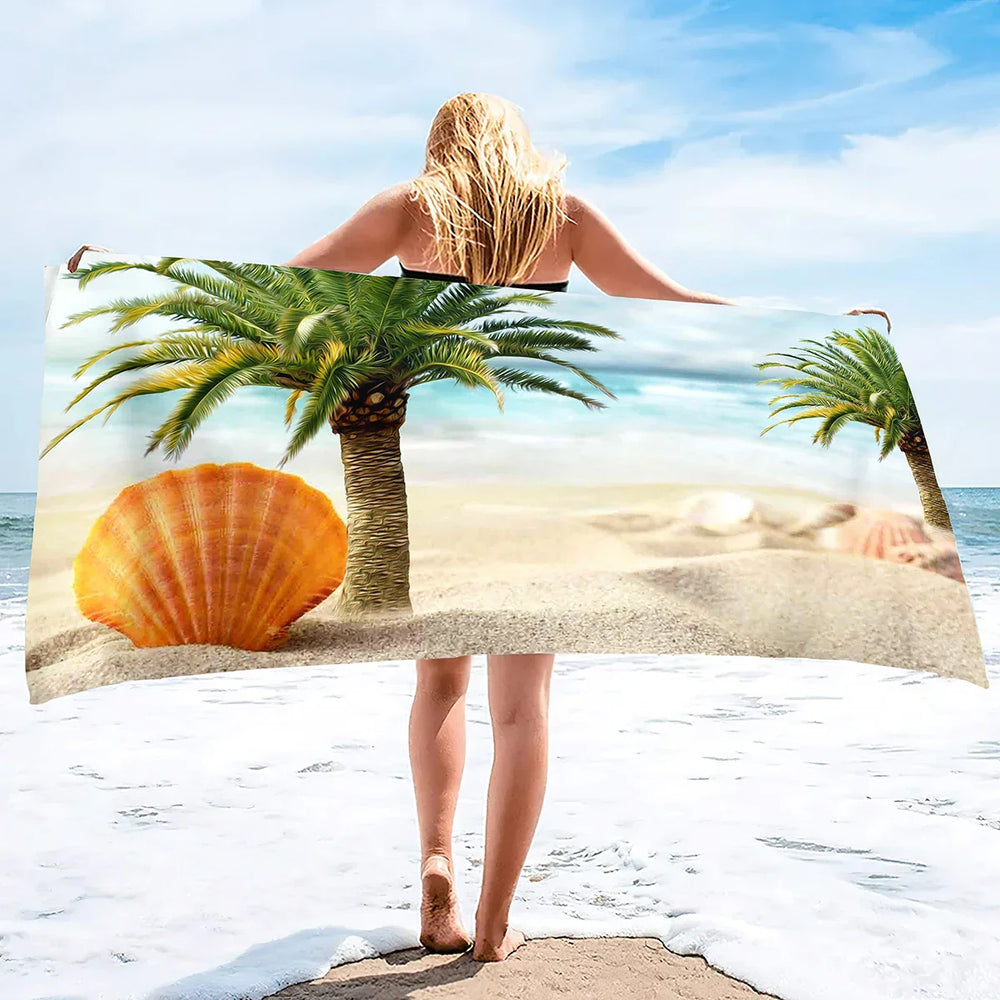 Extra Large Coconut Tree Beach Towel Sand Free Extra Large Cool Beach Towel for Women, Quick Dry Highly Absorbent Beach Towel